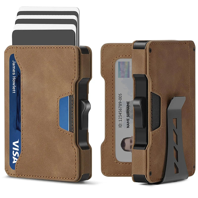 Wallet for Men,Minimalist Slim Mens Wallet with Money Clip,RFID Blocking Smart Pop Up Card Wallet,Metal Credit Card Holder