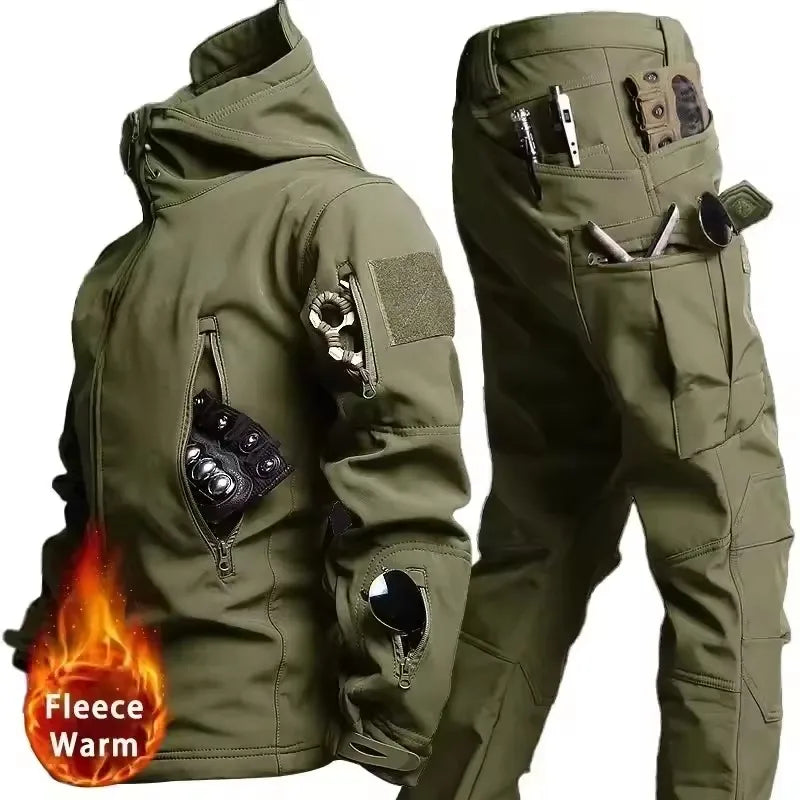 Winter Autumn Fleece Men Jacket Tactical Waterproof Suit Outdoor Fishing Hiking Camping Tracksuits Coat Thermal Suit