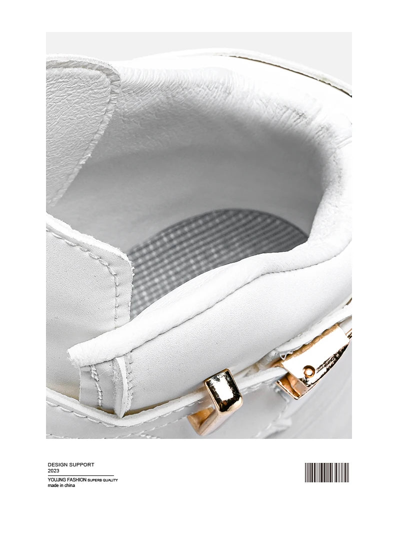 Men's High-top Sneakers Are Fashionable and Versatile.Thick-soled Casual Shoes Are Light, Trendy and Comfortable. White Sneakers