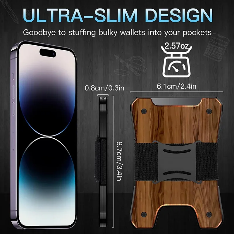 Metal Wallet for Men, Ergonomics Design Money Clip Wallet with Compass, Minimalist Slim Wallet with RFID Blocking