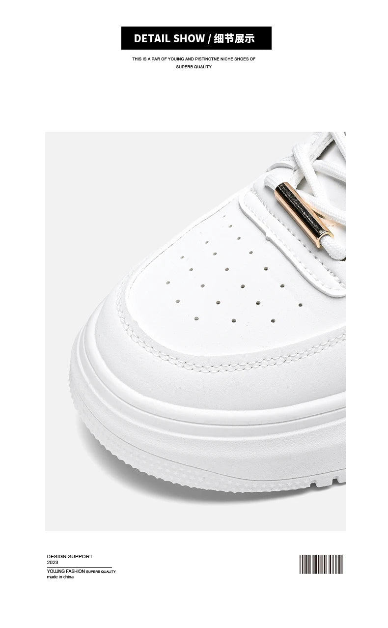 Men's High-top Sneakers Are Fashionable and Versatile.Thick-soled Casual Shoes Are Light, Trendy and Comfortable. White Sneakers