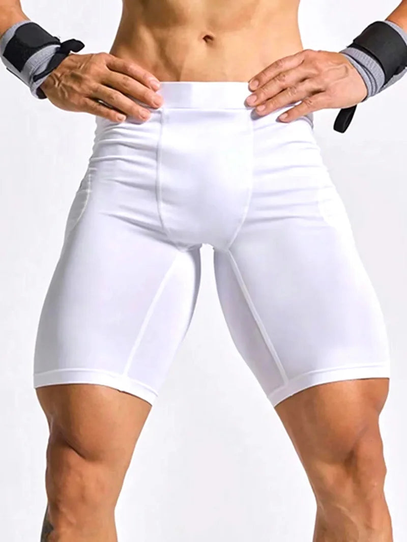 Men Bodybuilding Shorts Fitness Workout Inseam Gym Knickers Male Muscle Alive Elastic Compression Tights Skinny Leggins Hombre