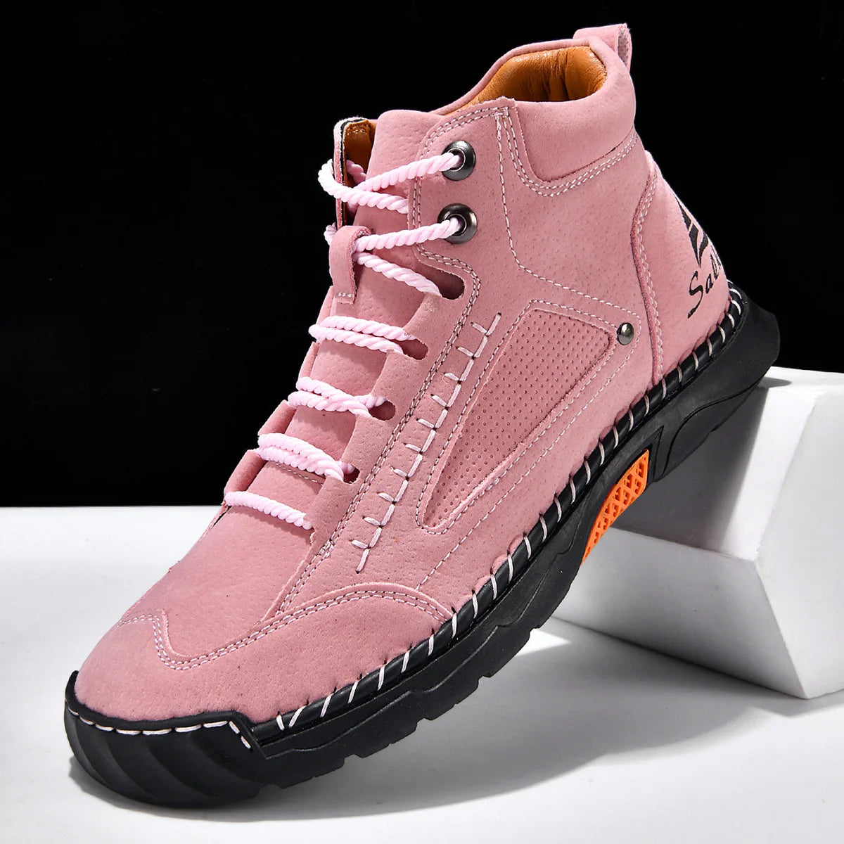 Men's Leather Ankle Boots Outdoor Casual Boots Vintage Soft Sneakers Flat Lace-up Boots Handmade Large Size Mens Shoes Botines