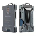 Minimalist Wallet for Men- Slim Aluminum Metal Money Clip Wallet with Clear ID Card Holder, Carbon Fiber Wallet, RFID Blocking