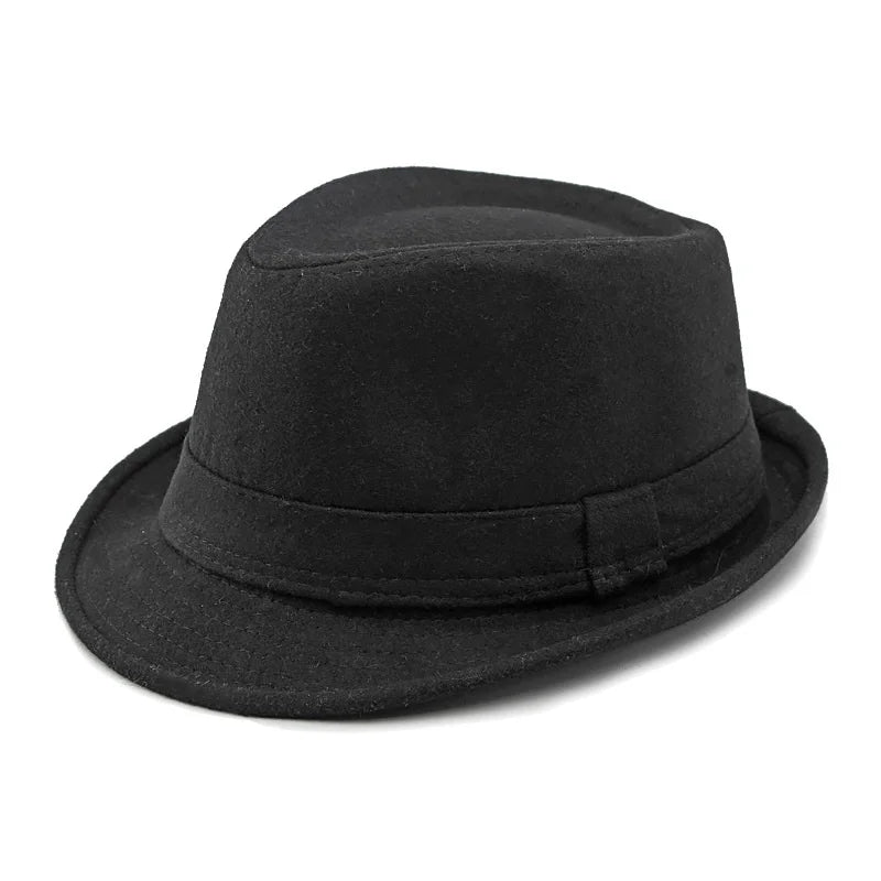 Hat for Men New Autumn Winter Style British Style Men's Jazz Hat Simple Plain Woolen Hat Middle-Aged and Elderly Gentleman's Hat