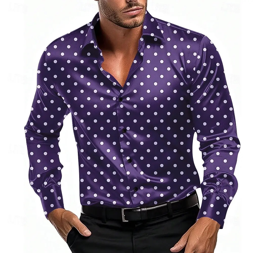 2026 Men's Geometric Round Dots Shirt  Long Sleeve Fashion Casual Vacation Dailywear Summer Spring  3D Print Button Up Shirts