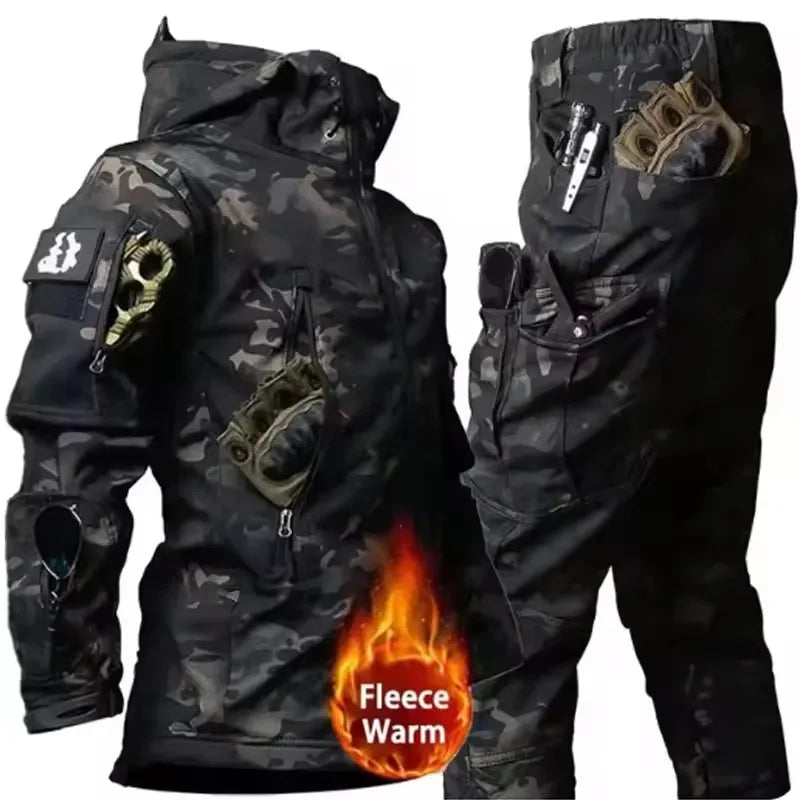 Winter Autumn Fleece Men Jacket Tactical Waterproof Suit Outdoor Fishing Hiking Camping Tracksuits Coat Thermal Suit