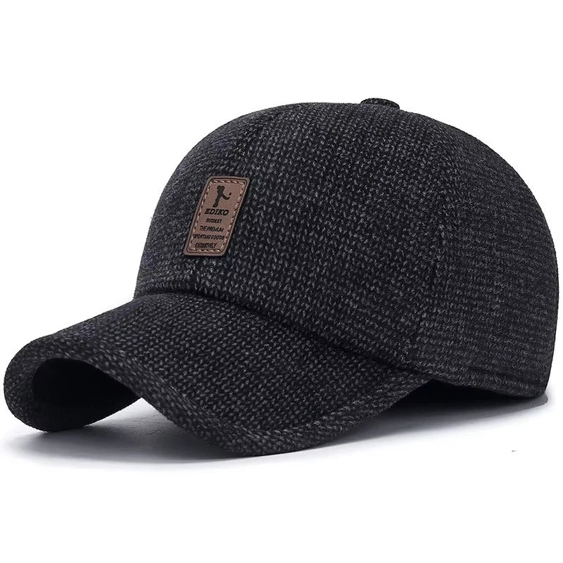 Men's Hat with Earmuffs, Baseball Cap, Warm, Cold Protection, Windproof, Size Adjustable, Cool, Casual, Work Camp, Climbing, Out