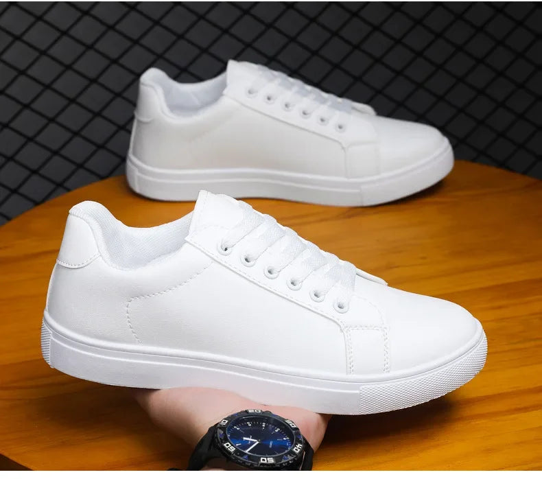 Sneakers Men Shoes 2026Leather Mens Casual Shoes Flat Male Footwear Fashion Black White Shoes Tenis Masculino Skateboard