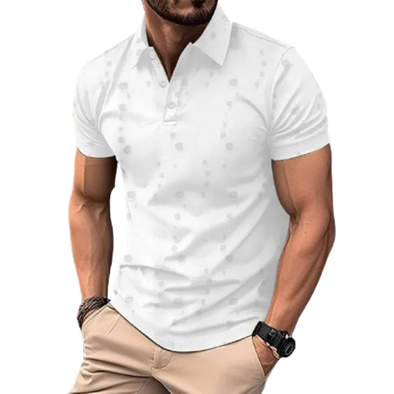 New Summer Men's Hole Polo Shirts Fashion Streetwear Short SLeeve Casual Polos Men Turn Down Collar Pullover Sports Tees Tops