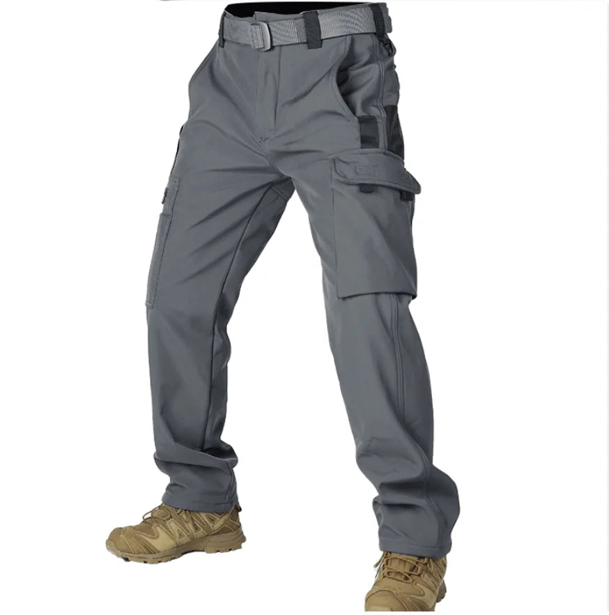 Men's Fleece Autumn Winter Warm Tactical Pants Softshell Outdoor Pants Cargo Work Hiking Sports Pants Military Multi Pockets
