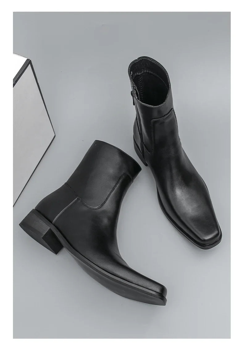 Men Boots Business Chelsea Boots Black Brown Side Zippers Men Casual Comfortable Fashionable Knight Shoes Zapatos Para Hombre