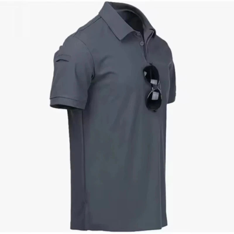 Men Polo Shirt Quick Dry Pullover Embroidered Shirts Summer Oversized Breathable Clothes Elastic Plain Hiking Climb T-shirts