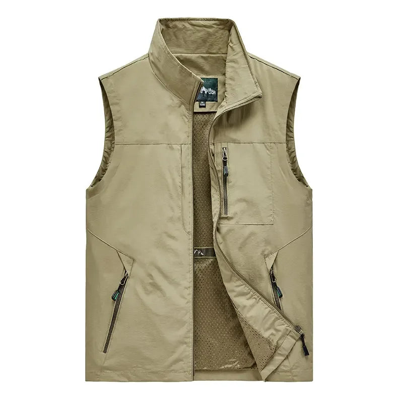 Men's Vests Mens Jacket Sleeveless Vest Spring Summer Autumn Casual Travels Hiking Work Vest Multi-pockets Vest Waistcoat 5XL