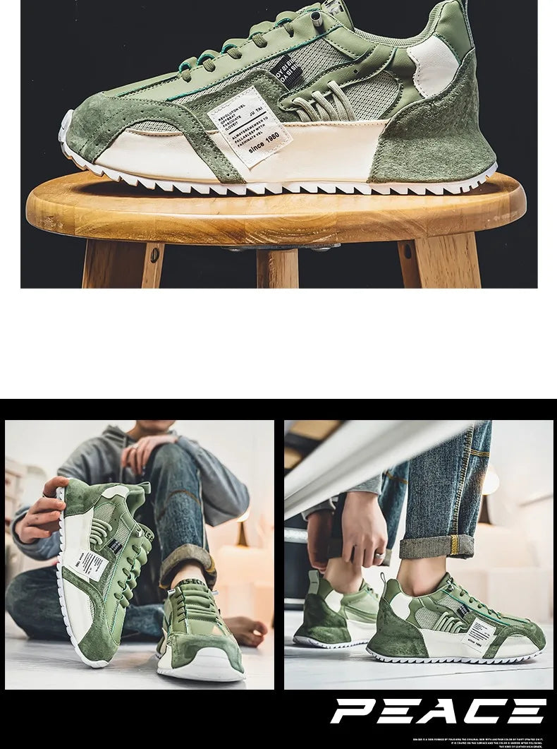 Men White Sneakers 2026 Spring Autumn Breathable Non Slip Running Shoes Lightweight Comfortable Fashion Cross Tied Casual Shoes