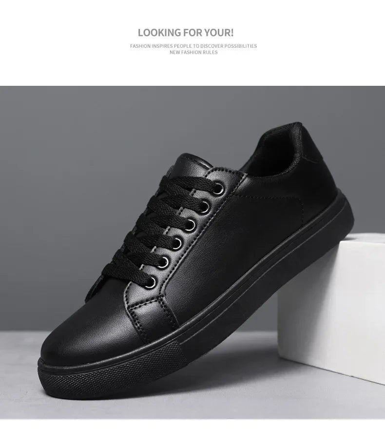 Sneakers Men Shoes 2026Leather Mens Casual Shoes Flat Male Footwear Fashion Black White Shoes Tenis Masculino Skateboard