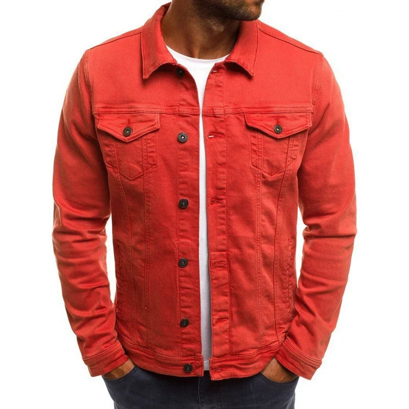 Retro Multiple pockets Men's denim Jacket 2025 Spring and Autumn Men's fashionable versatile slim fit Jacket coat