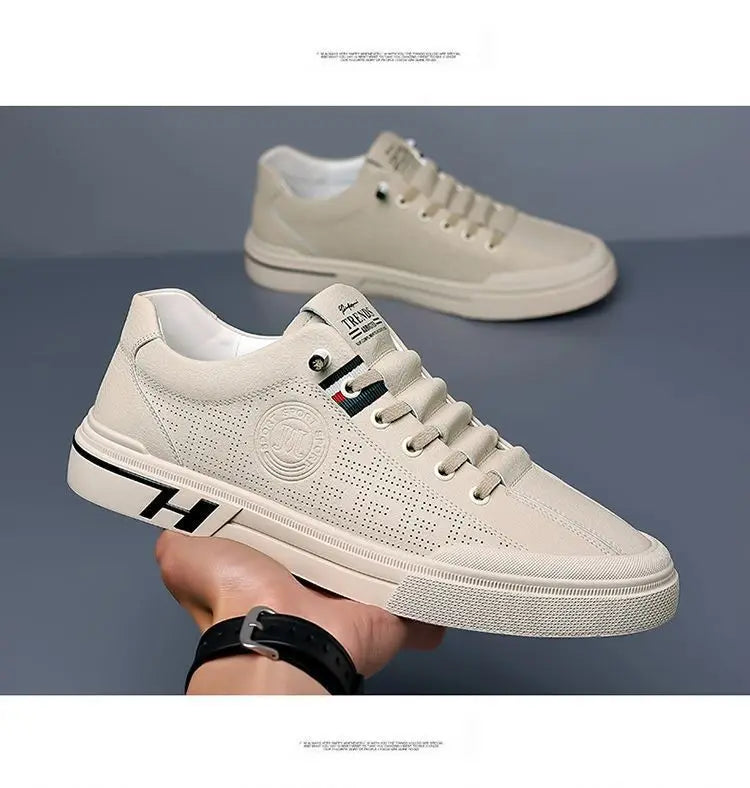 Designer Male Sneakers Trend Sports Shoes for Men White Moccasins Breathable Slip on Men Flats Casual Leather Vulcanized Shoes