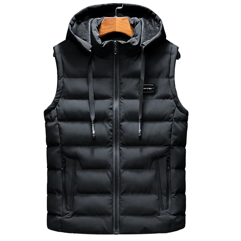 Fashion Warm Hooded Male Winter Vest Light Plus Size Mens Work Vest Waistcoat Hooded New Fleece Autumn Sleeveless Jacket for Men