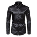 Bright face shirt, men's long sleeved autumn and winter men's clothing, satin nightclub style, solid color trend, men's trend