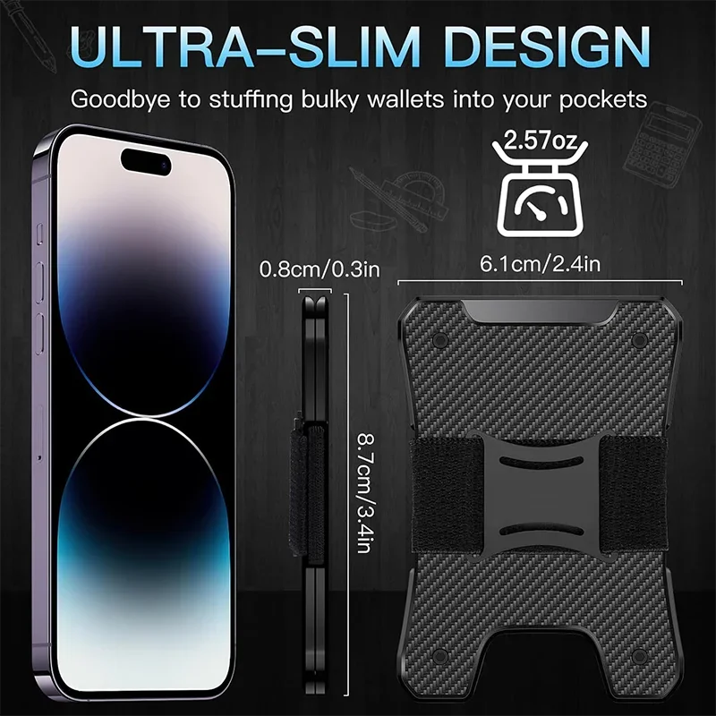 Metal Wallet for Men, Ergonomics Design Money Clip Wallet with Compass, Minimalist Slim Wallet with RFID Blocking