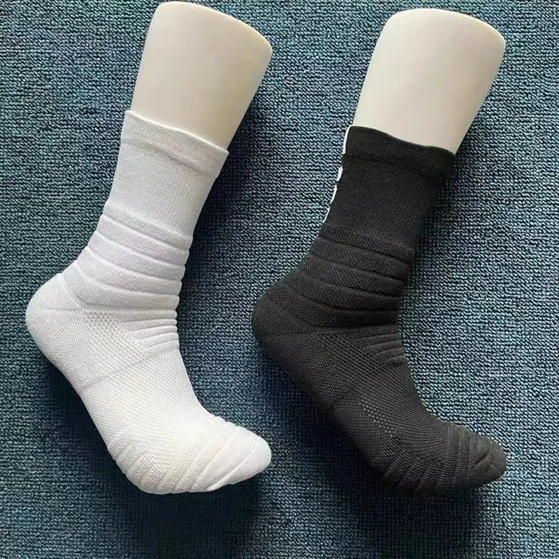 Men's Mid Tube Sports Socks, Badminton Running, Outdoor Socks, Woolen Socks, Sweat Absorbing and Anti Slip Basketball Socks