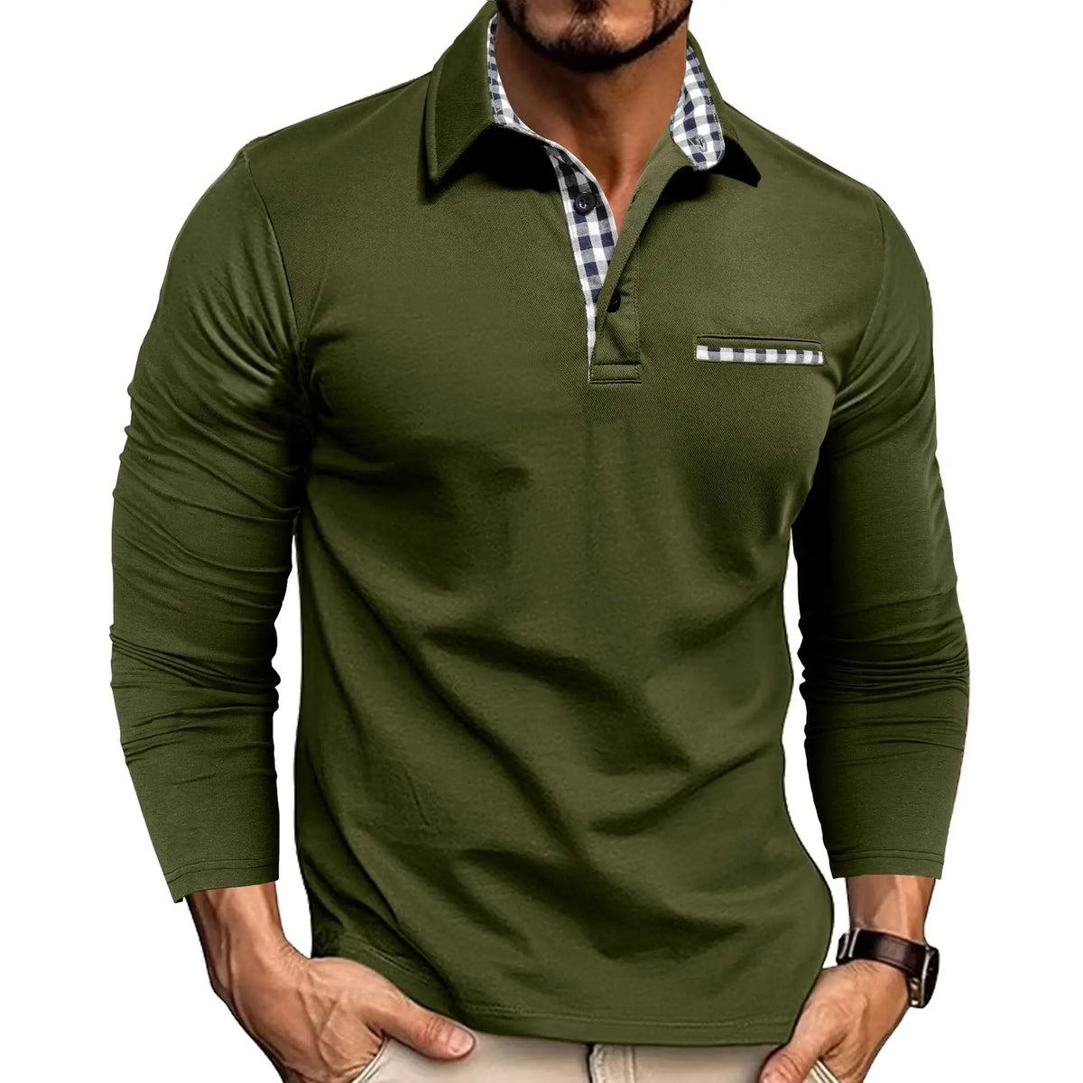 2026 New Men's Long Sleeve Polo Shirts Spring Autumn Casual Slim Fit Turn Down Collar Top High Quality Fashion Tops Male Tees