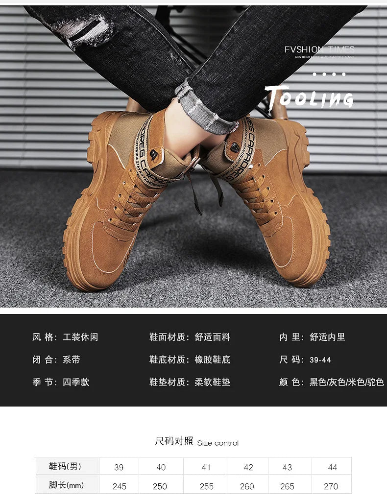 Men Boots 2026 New Versatile in Summer Round Toe High Top Leather Boots Man Sports Boots Men's Shoes