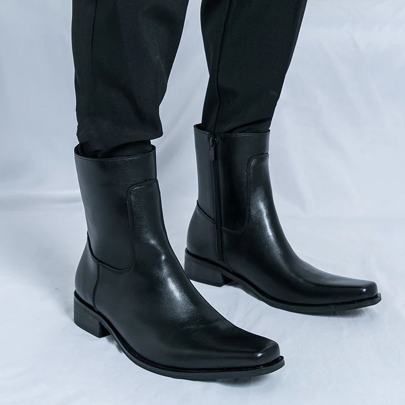 Men Boots Business Chelsea Boots Black Brown Side Zippers Men Casual Comfortable Fashionable Knight Shoes Zapatos Para Hombre