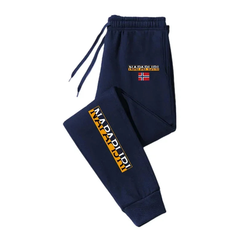 Men Casual Jogger Pants Elastic Waist Drawstring Sweatpants with Pockets Tapered Cuffed Gym Running Sport Trousers