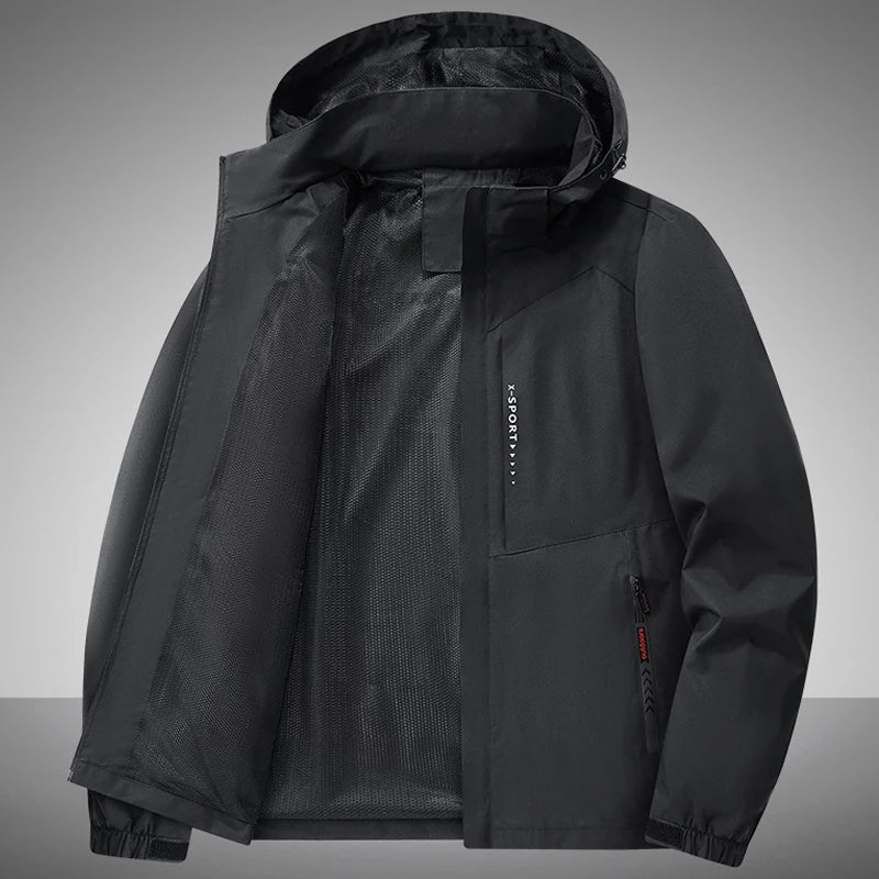 Jacket Mens Spring Autumn New Men Jacket Printing Hooded Jackets Casual Coat Men's Business Coats Size M-7XL 8XL Hat Detachable