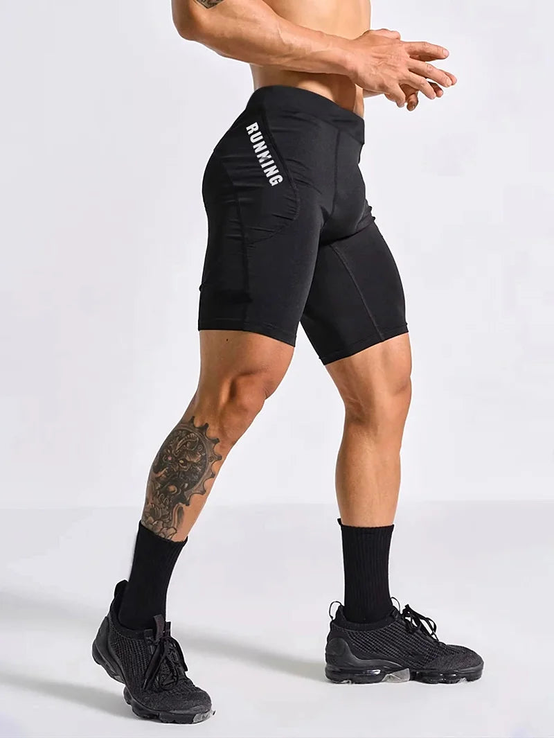 Men Bodybuilding Shorts Fitness Workout Inseam Gym Knickers Male Muscle Alive Elastic Compression Tights Skinny Leggins Hombre