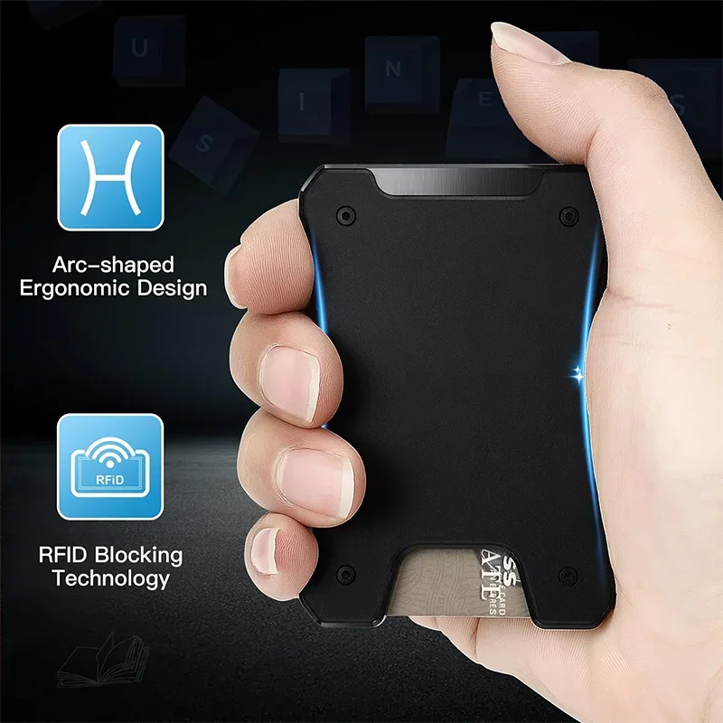 Metal Wallet for Men, Ergonomics Design Money Clip Wallet with Compass, Minimalist Slim Wallet with RFID Blocking
