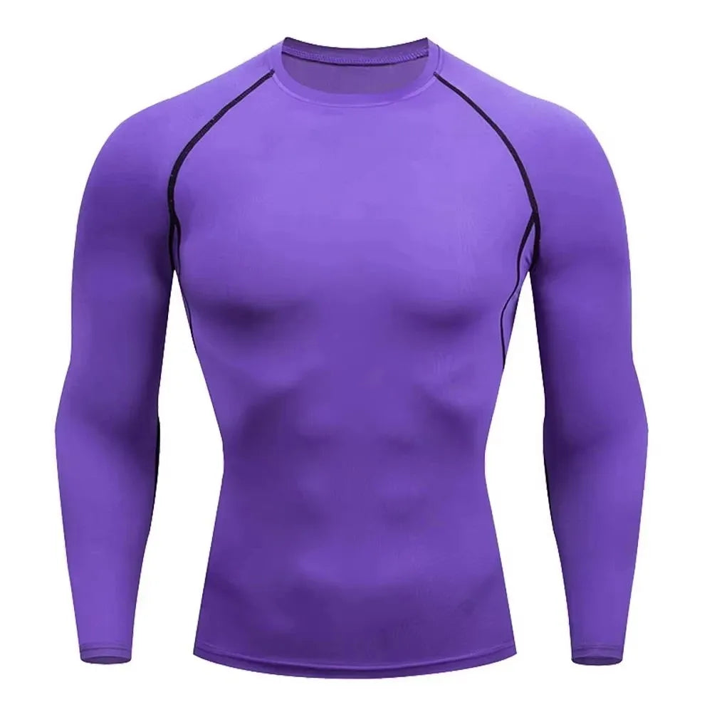 Men Gym Sport T-shirt Compression Elastic Quick Dry Tight Sweat-Wicking Breathable Jogging Running Fitness Athletic Workout Tee