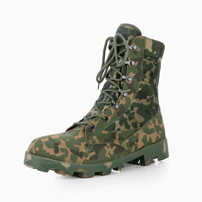 Men Military Army Boots  autumn Lace Up Waterproof Outdoor Shoes Breathable Canvas Camouflage Tactical Combat Desert Ankle Boots