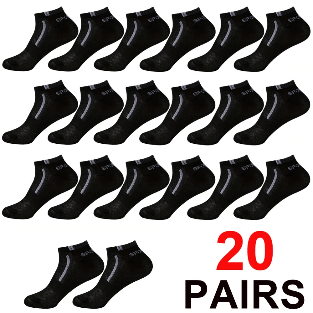 30Pairs Men Socks Mesh Breathable Short Casual Socks Color-block Sports Sock Sports Socks Absorb Sweat Ankle