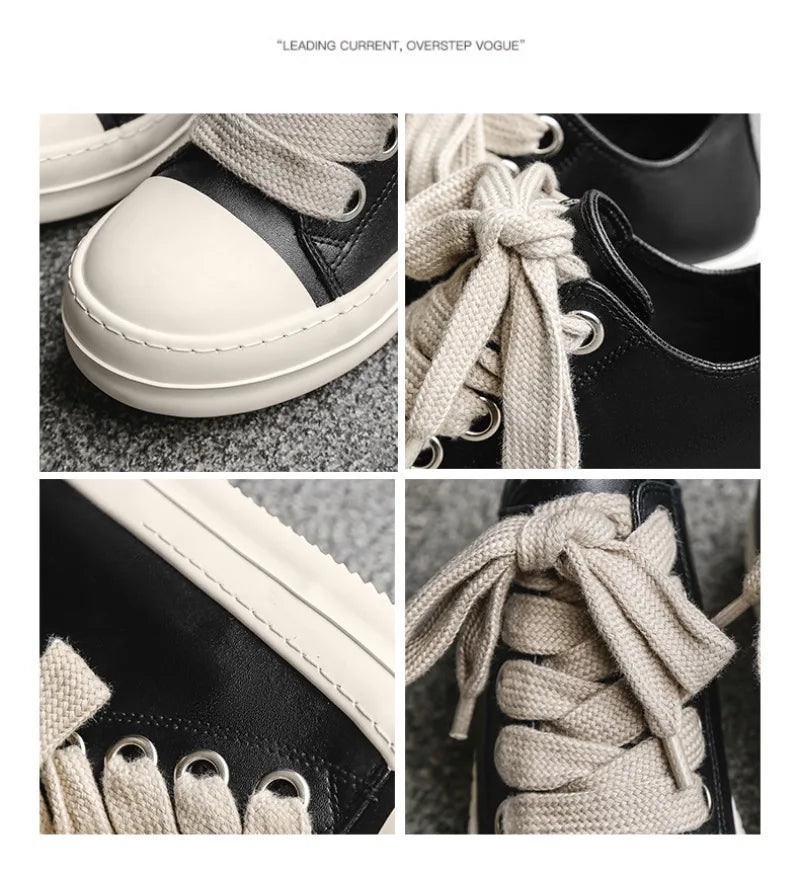 2025Men's Sneakers High Quality Leather Casual Shoes Fashion Couple Street Skate Shoes for Men Lace Up Walk Flats Zapatos Hombre
