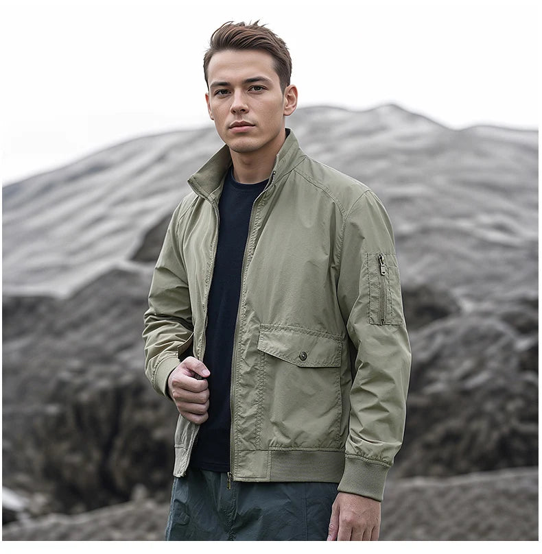 High Quality Handsome Male Jacket Spring Autumn Men's Business Casual Jacket Men Zipper Solid Color Fashion Stand Collar Coats
