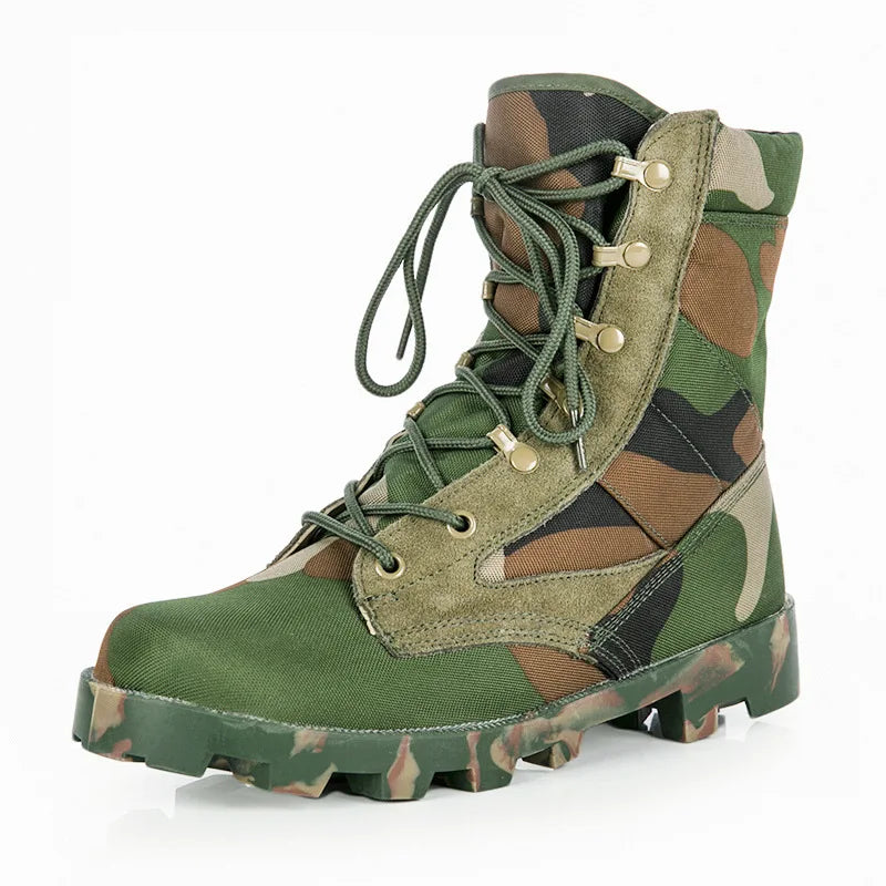Men Military Army Boots  autumn Lace Up Waterproof Outdoor Shoes Breathable Canvas Camouflage Tactical Combat Desert Ankle Boots