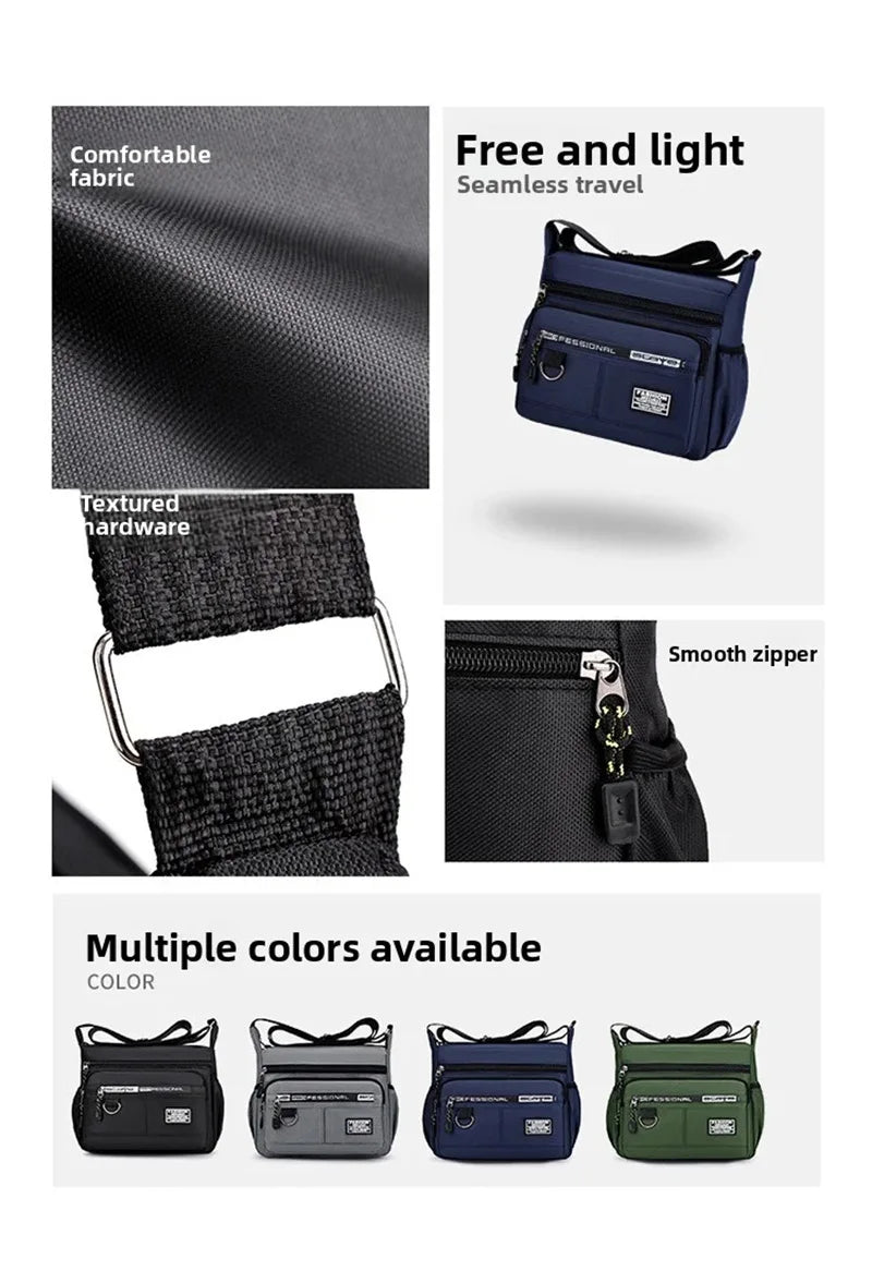 Men Crossbody Bag Single Shoulder Bags Big Capacity Commuter Storage Bag Fashion Multi-Pockets Business Travel Crossbody Bags
