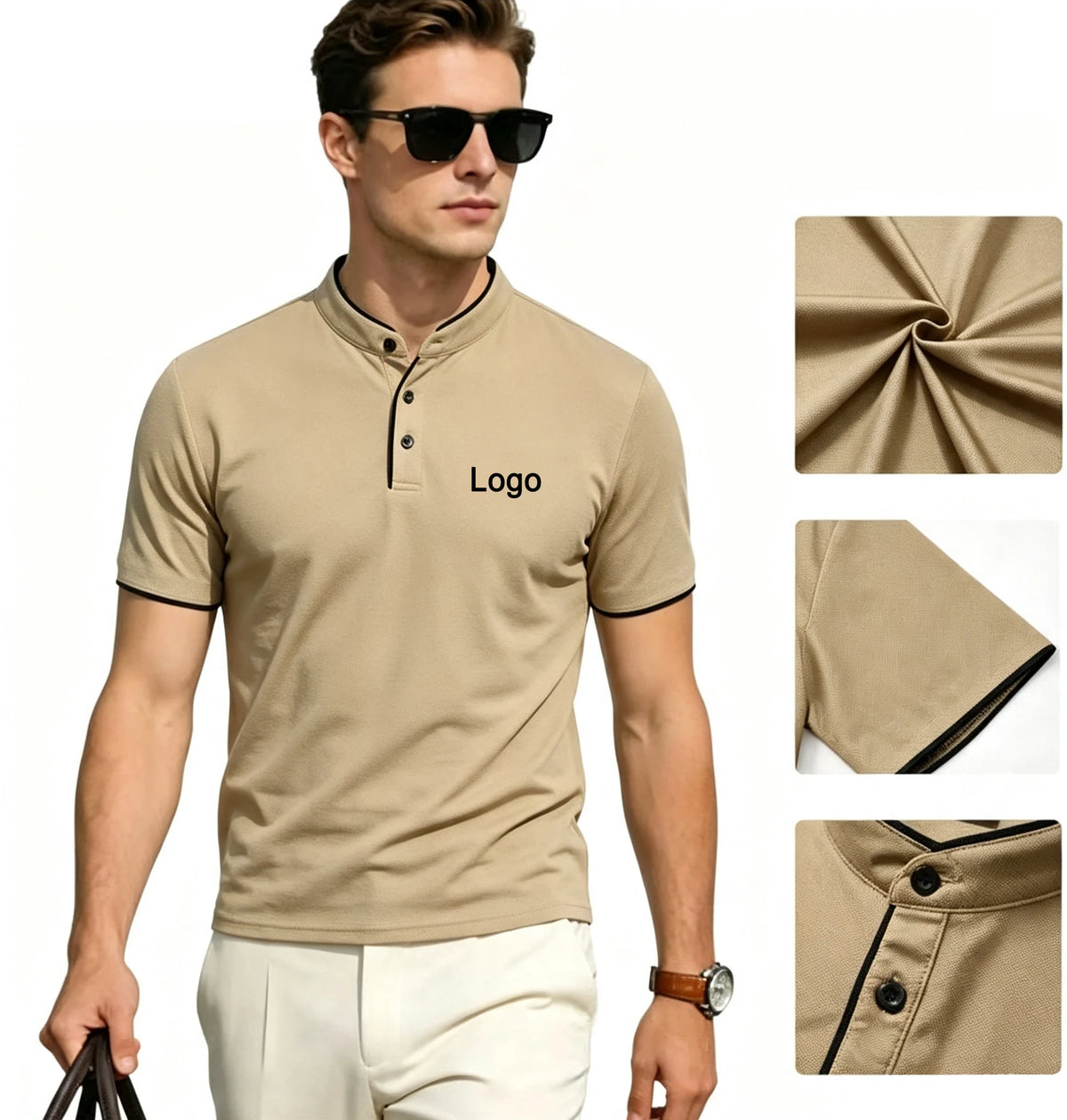Customized Printed Polo Shirt Men Fashion Personality Collar Short Sleeve T-shirts Trendy Breathable Loose Basic Splice Top