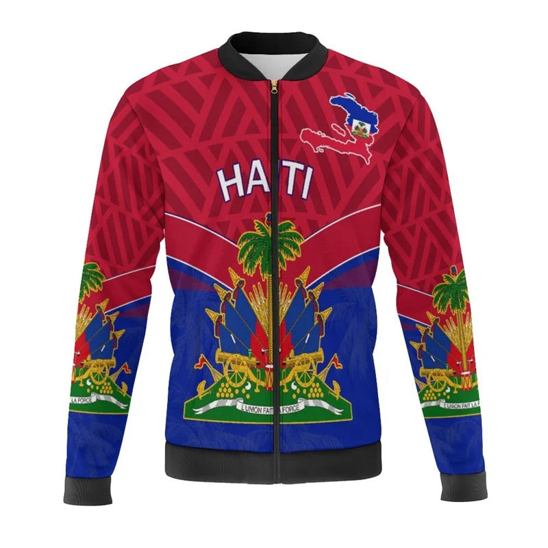 Haiti Flag Map 3d Print Jackets Men Bomber Jacket Oversize Harajuku Zipper Jacket Kid Street Tracksuits Male Outerwear Tops