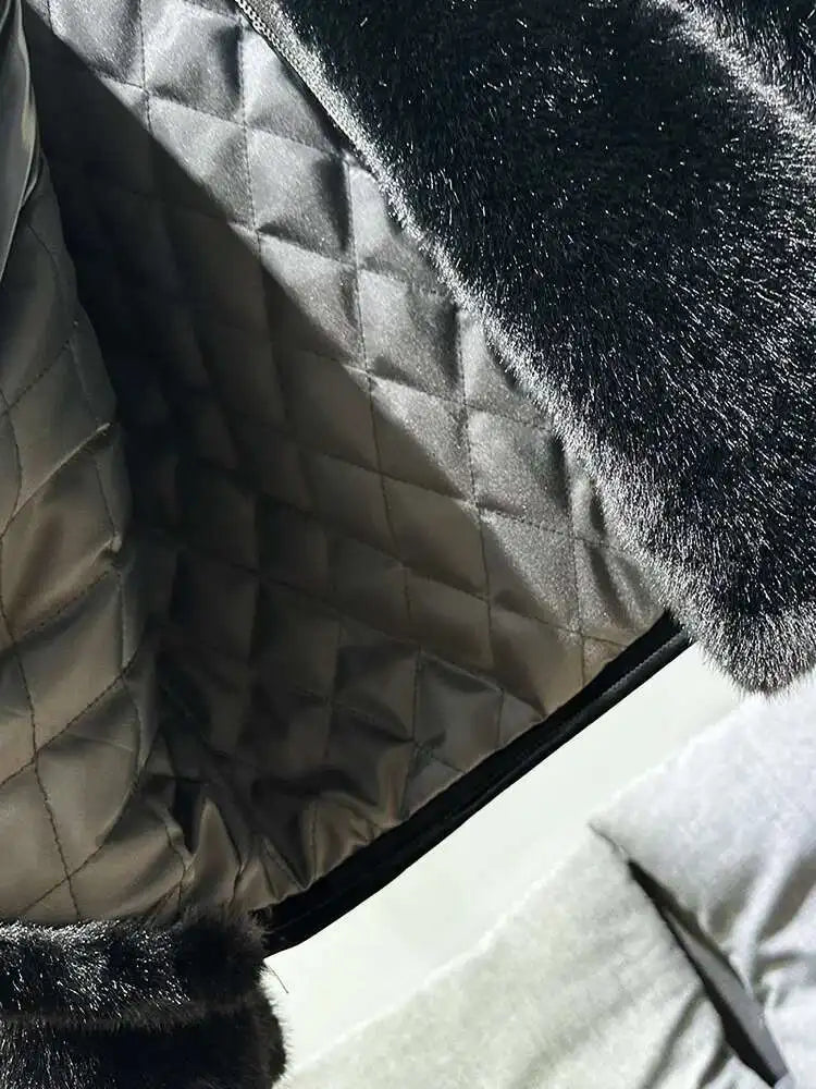 PFHQ Fashionable Patchwork Men's Parka Jacket Cotton Faux Mink Fur Thickened Autumn Winter 2024 Solid Color Warm Tops 21Z7717