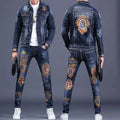 2025 Spring and Autumn New Men's Denim Suit Men's Fashion Brand Slim Fashion Pants Casual Jacket Men's Jacket