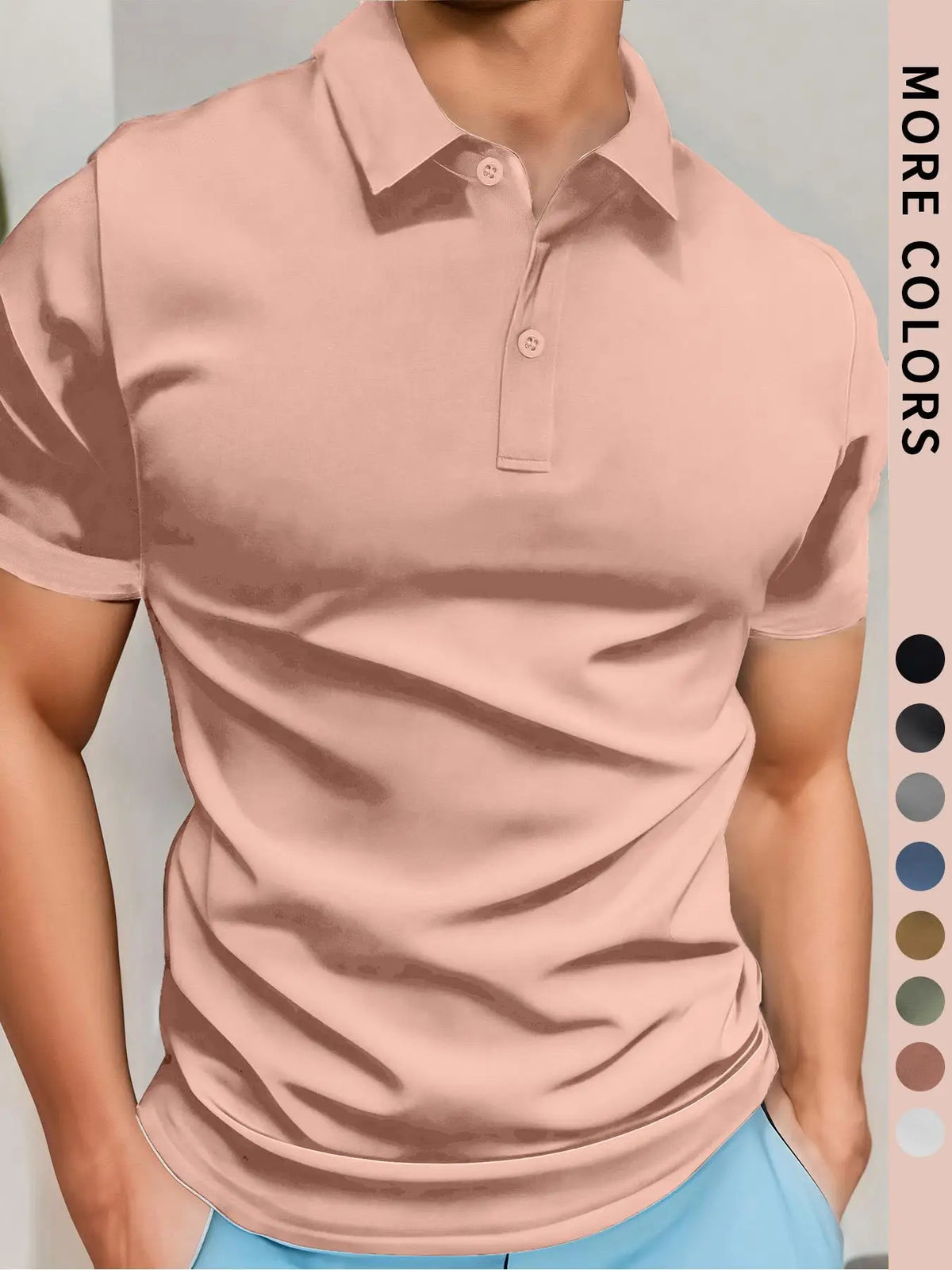 Men's simple solid color short-sleeve polo shirt, made of high-quality fabric, breathable and comfortable with a cool touch, suitable for summer outdoor casual wear, a great gift for men