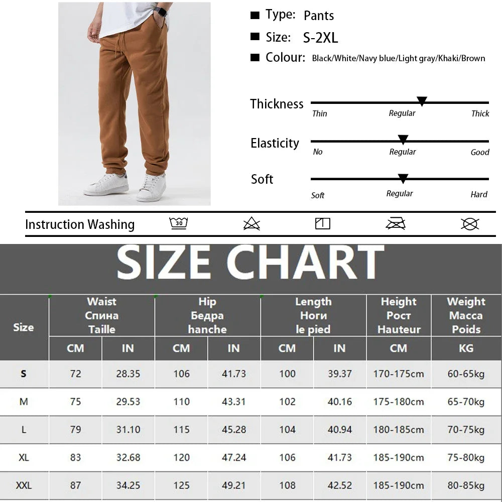 Men's Jogging Sports Pants Autumn Winter Fleece Trousers Running Joggers Elastic Waist Sweatpants Fashion Men's Clothing