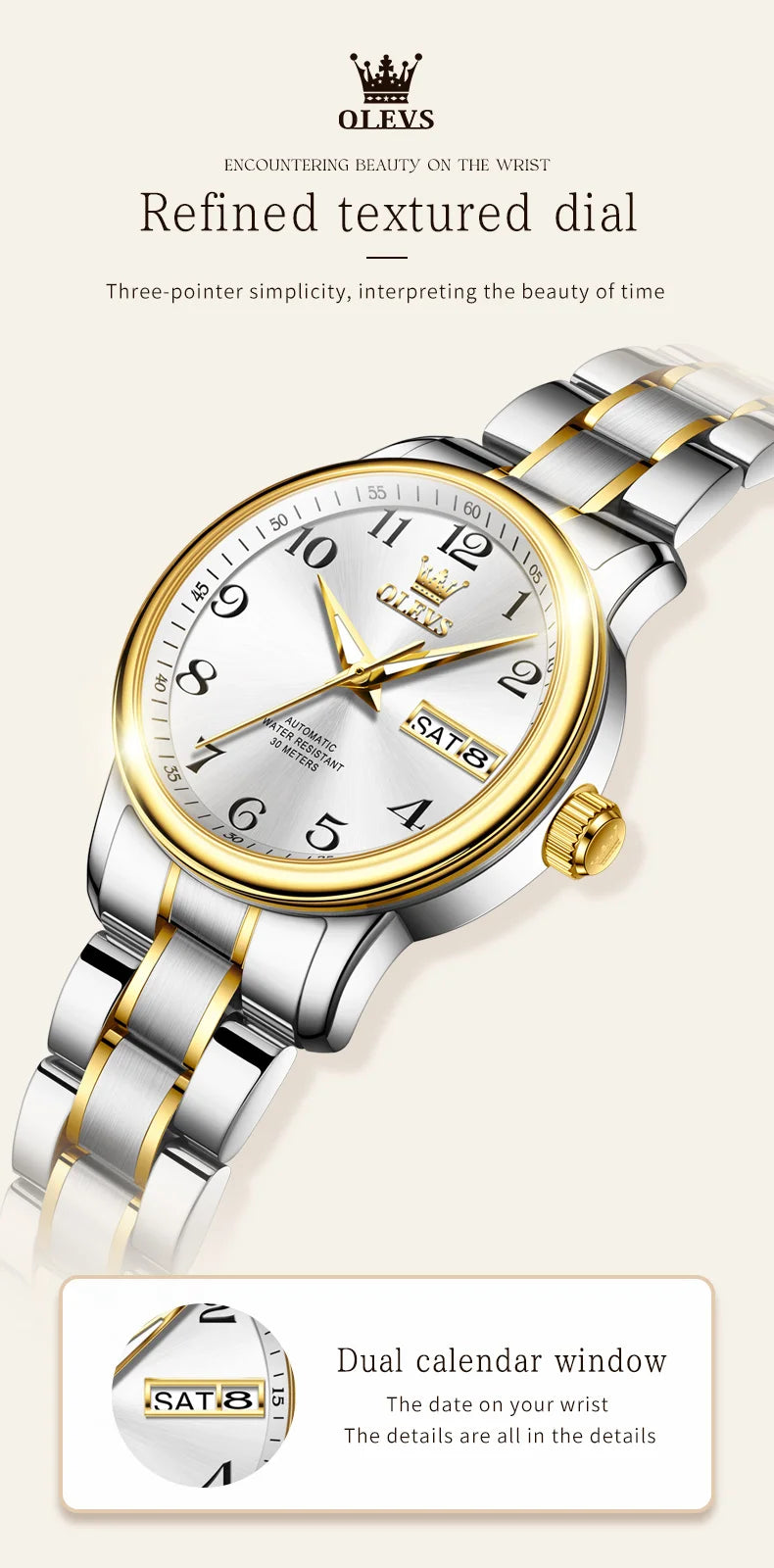 OLEVS 7072 Men Watches Original Business Automatic Mechanical Watches For Man Stainless Steel Waterproof Luminous Day Date Wrist