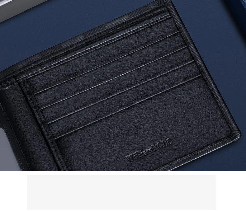 Men's Wallet Men's Short Leather Money Fashion Cowhide Leather Wallet Birthday Gift to Boyfriend Husband Father Practical