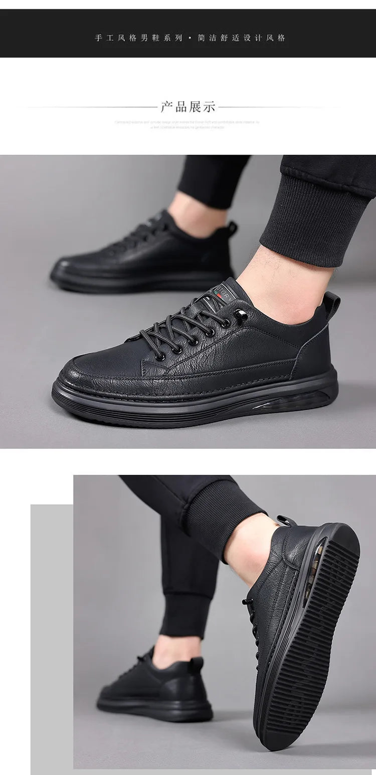 Men's Shoes 2026 New Solid Color Sneakers Spring Autumn Shoes for Men Fashion Leather Casual Shoes Male Black Designer Sneakers