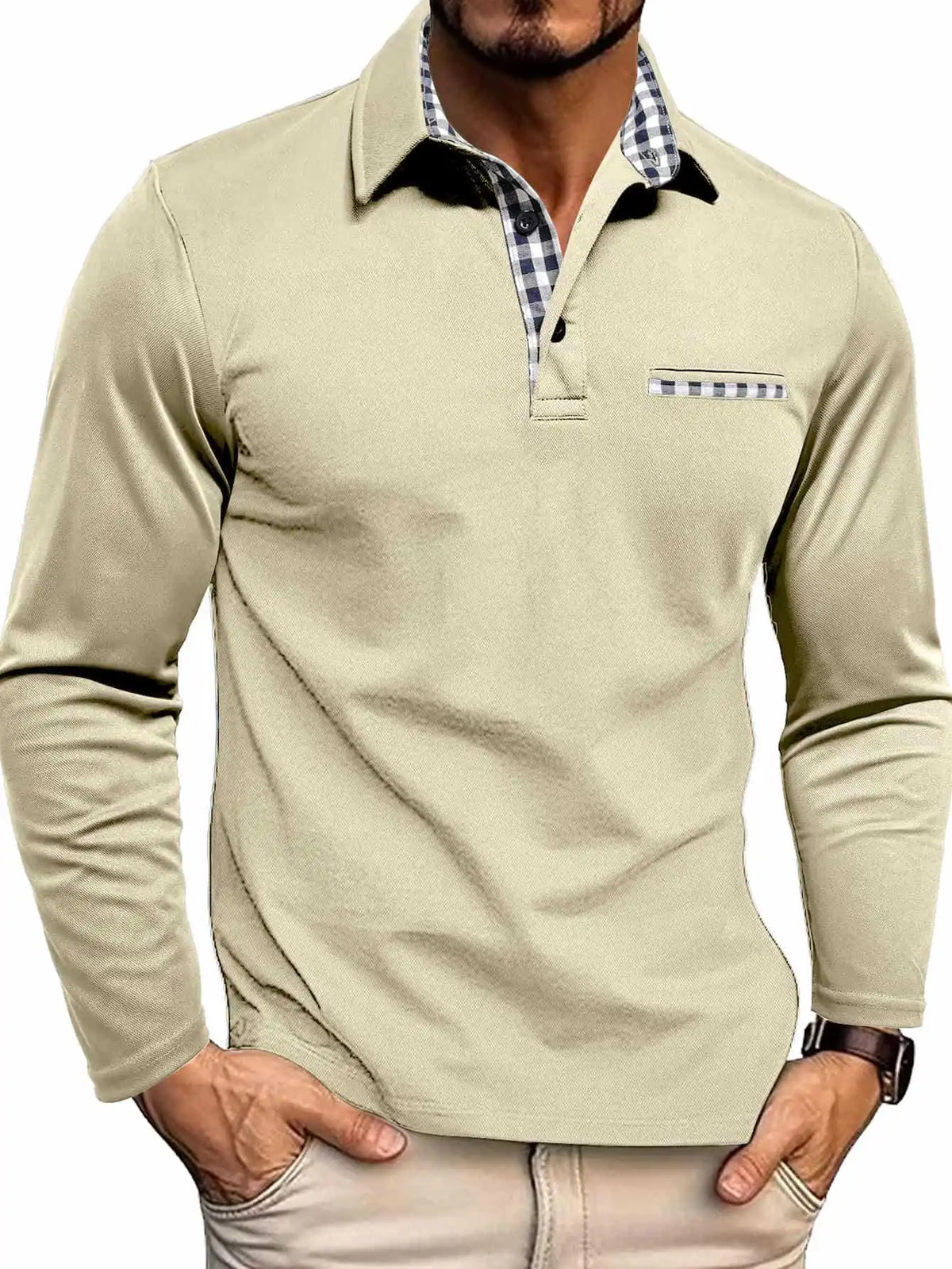 2026 New Men's Long Sleeve Polo Shirts Spring Autumn Casual Slim Fit Turn Down Collar Top High Quality Fashion Tops Male Tees
